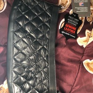 Small black leather purse